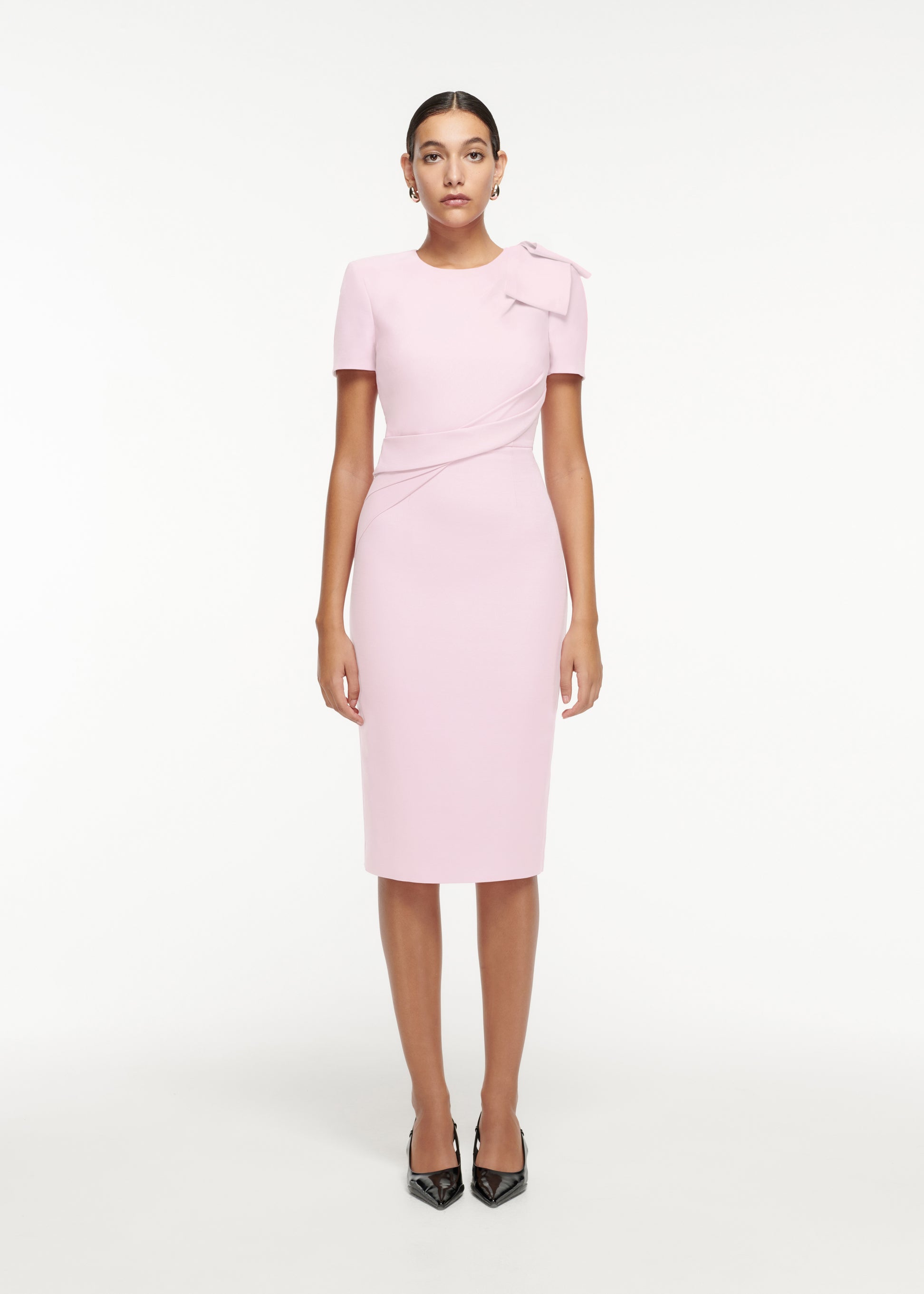 Short Sleeve Bow Wool Silk Midi Dress – Roland Mouret