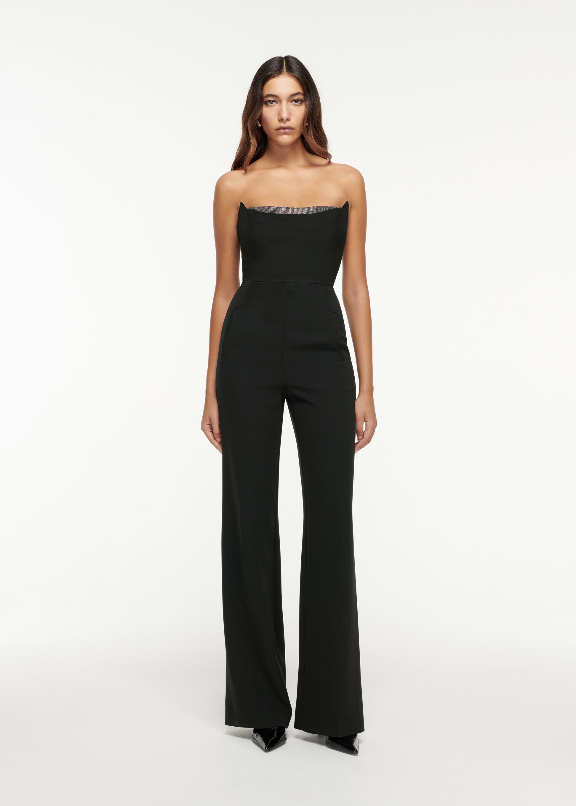 Strapless Embellished Heavy Cady Jumpsuit