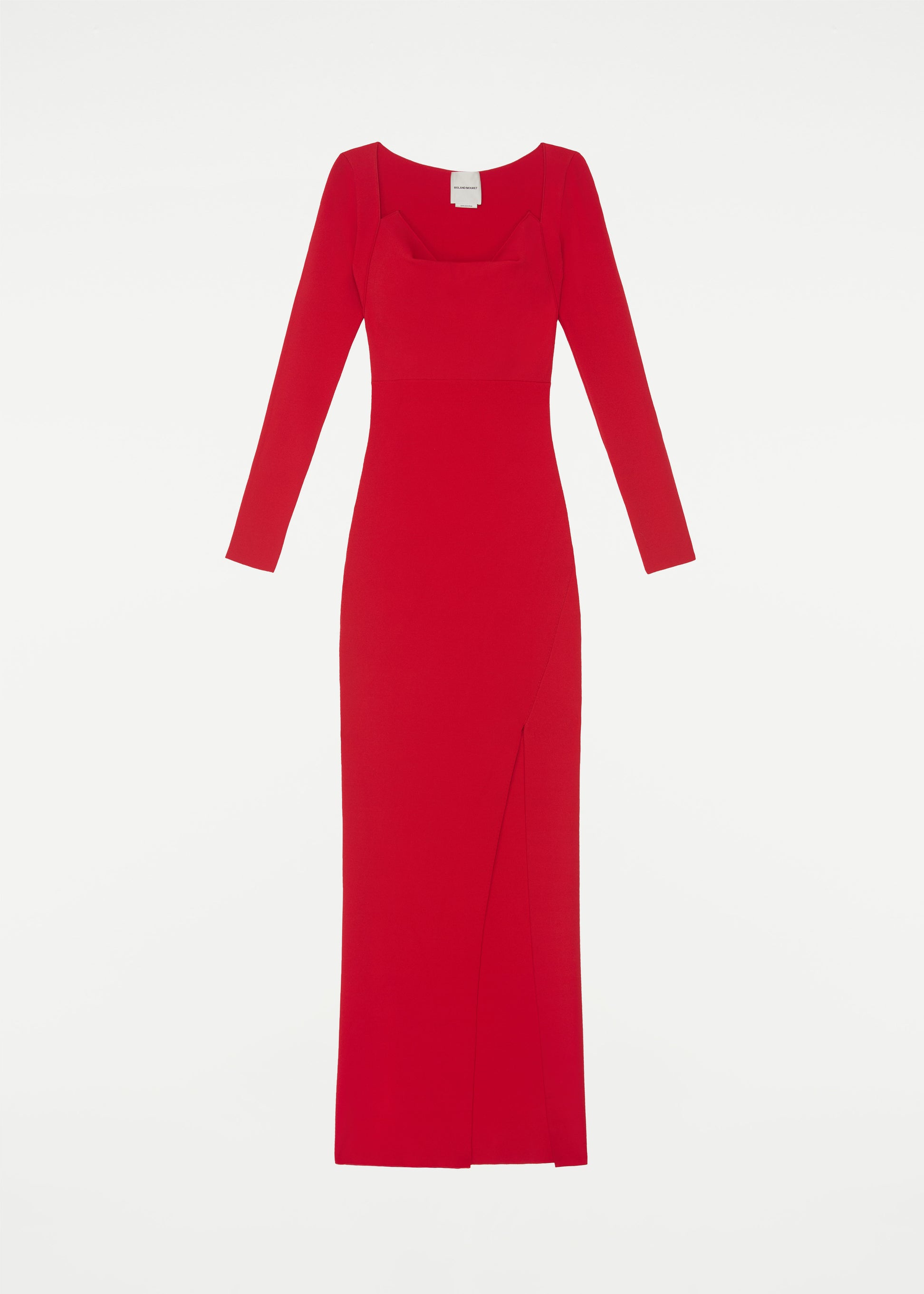 long sleeve knit maxi dress red
