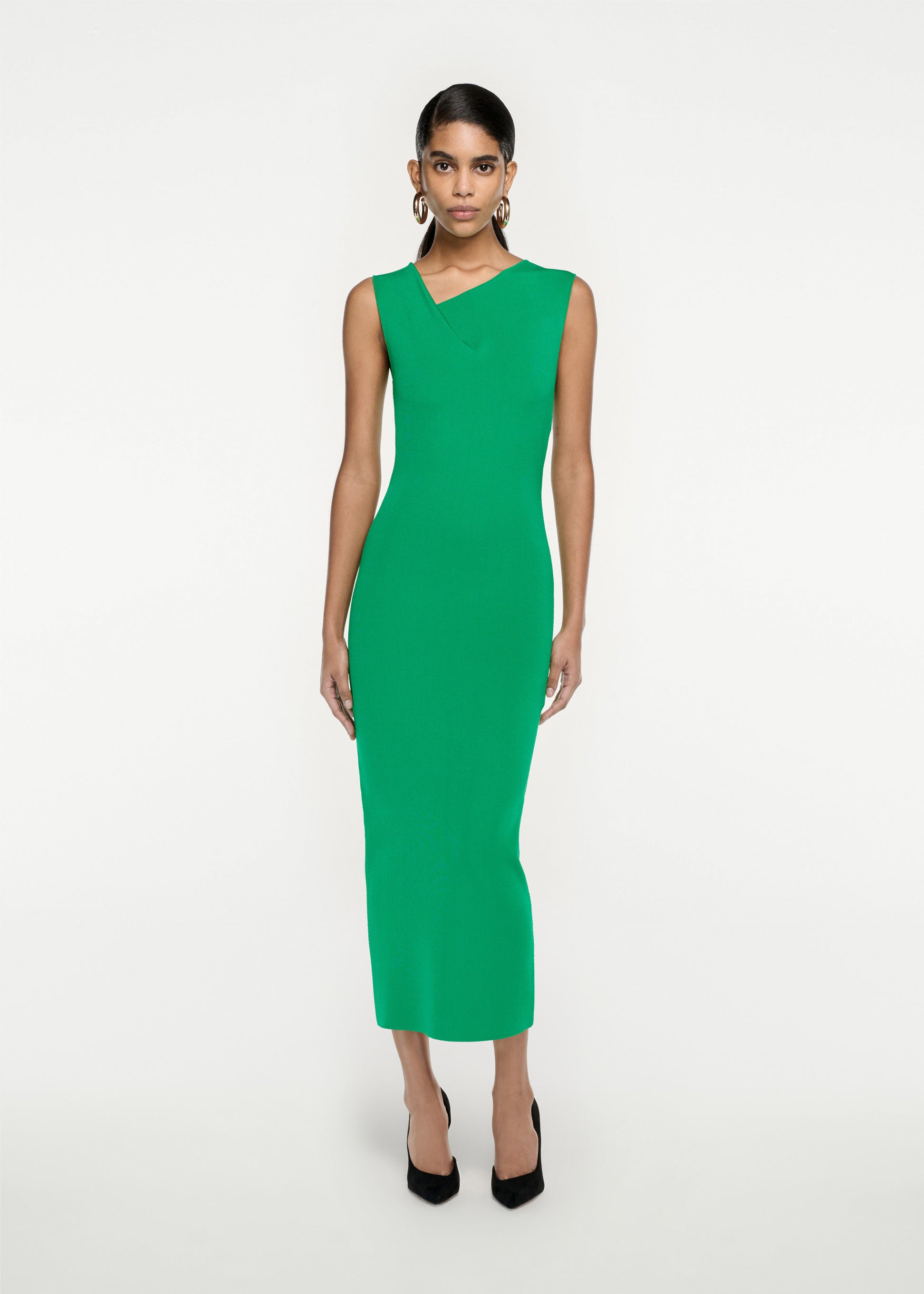Knit Midi Dress in Green Roland Mouret