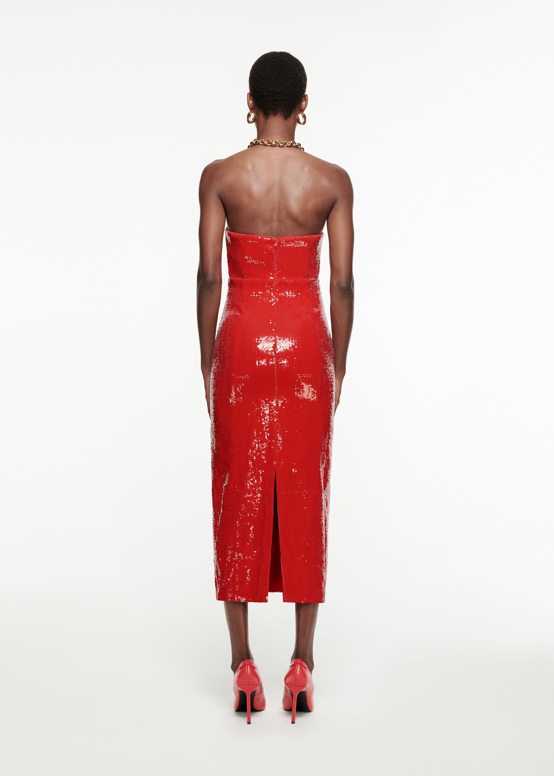 Strapless Sequin Midi Dress