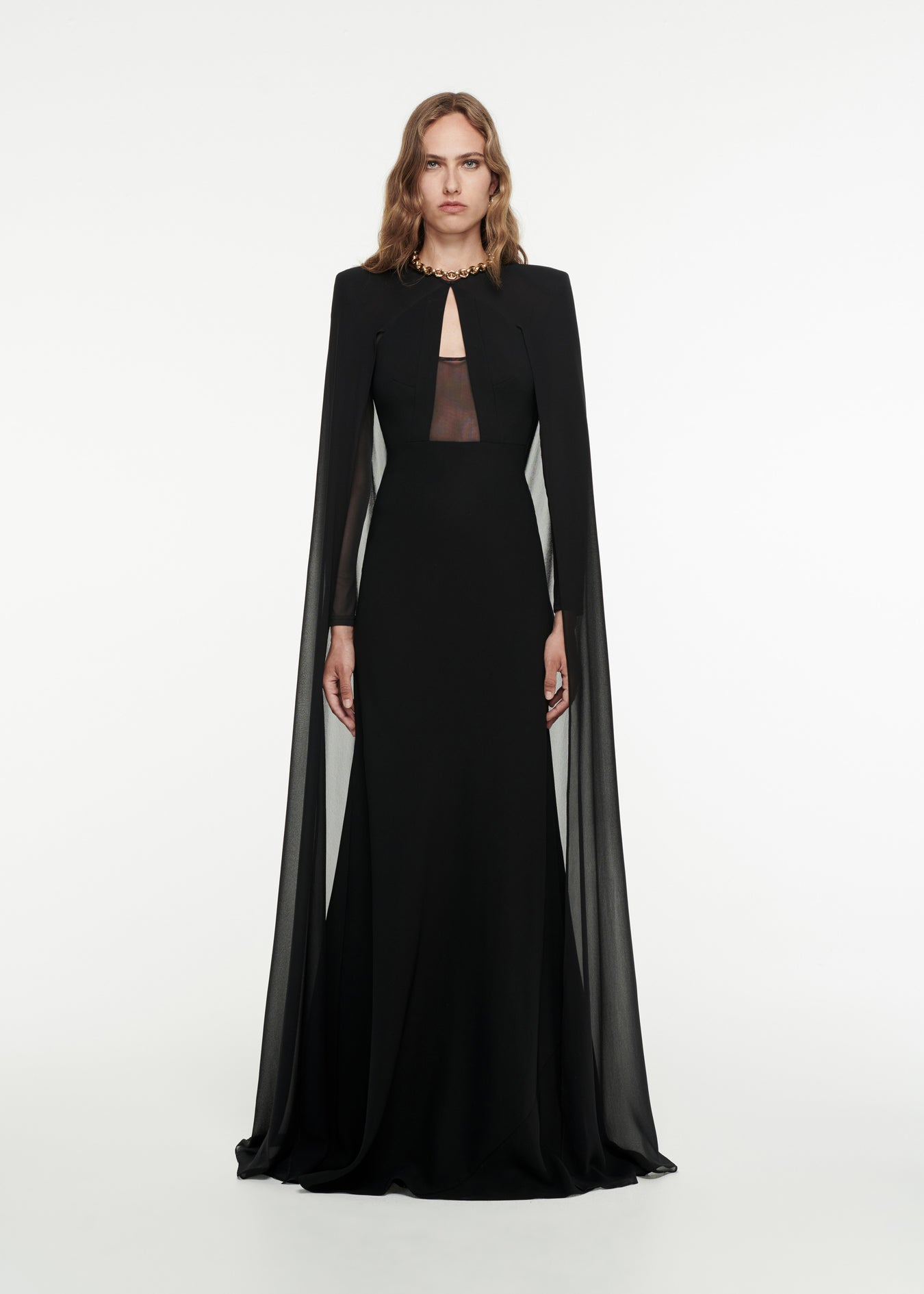 Long Sleeve Cape Gown