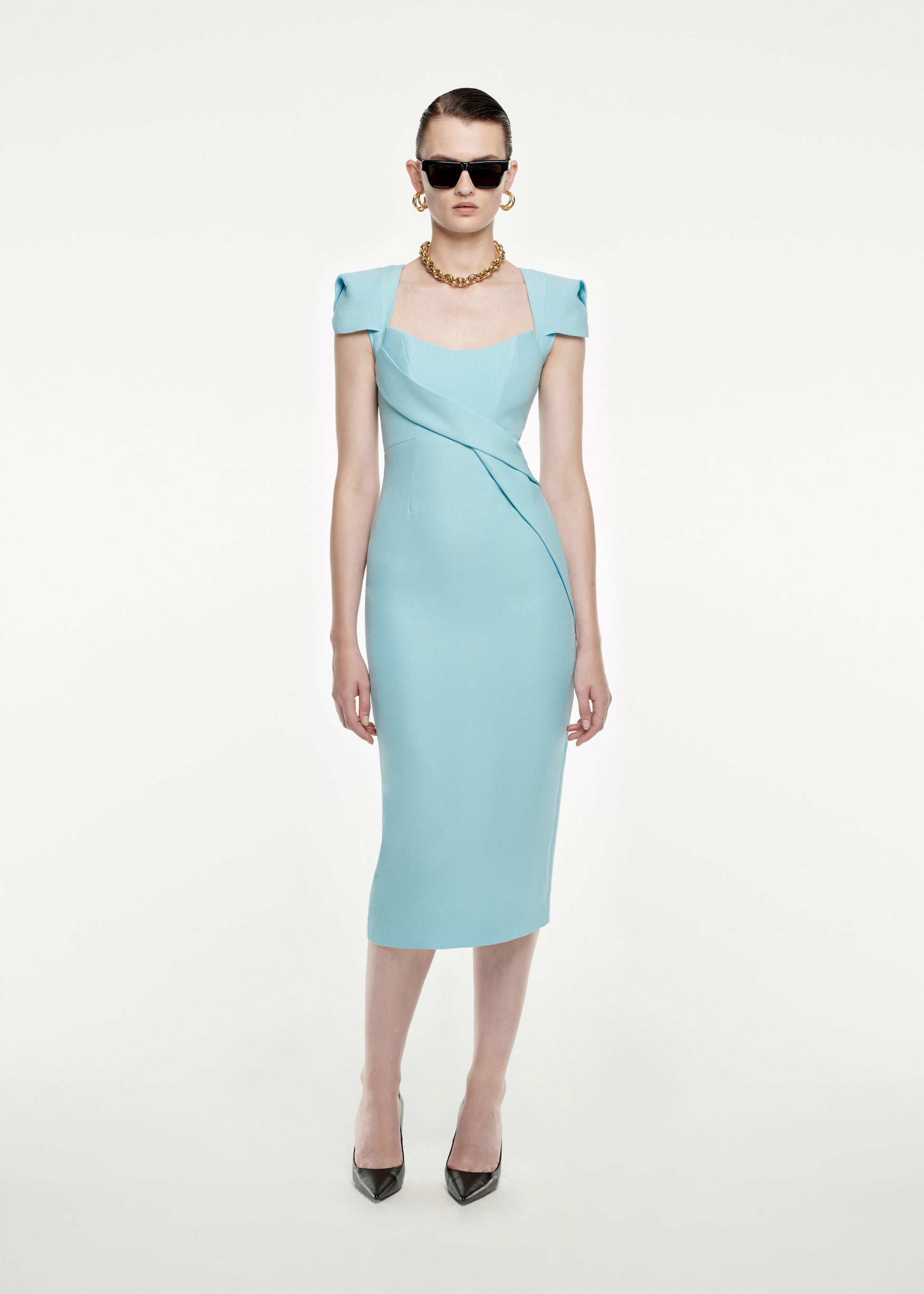 Cap Sleeve Silk Wool Midi Dress In Blue Roland Mouret cap-sleeve-silk-wool-midi-dress-in-blue-roland-mouret