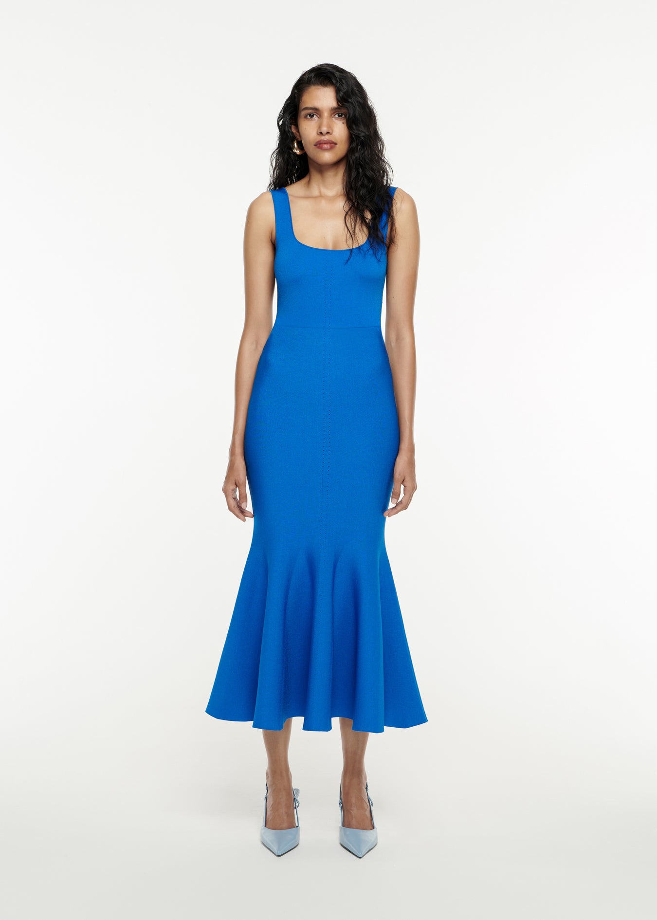 Knit Midi Dress in Blue